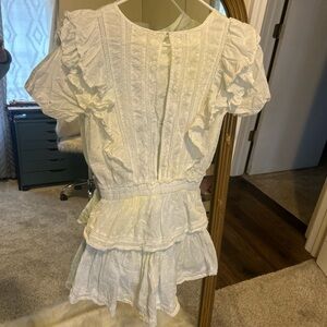 LoveShackFancy White Ruffle Mini Dress